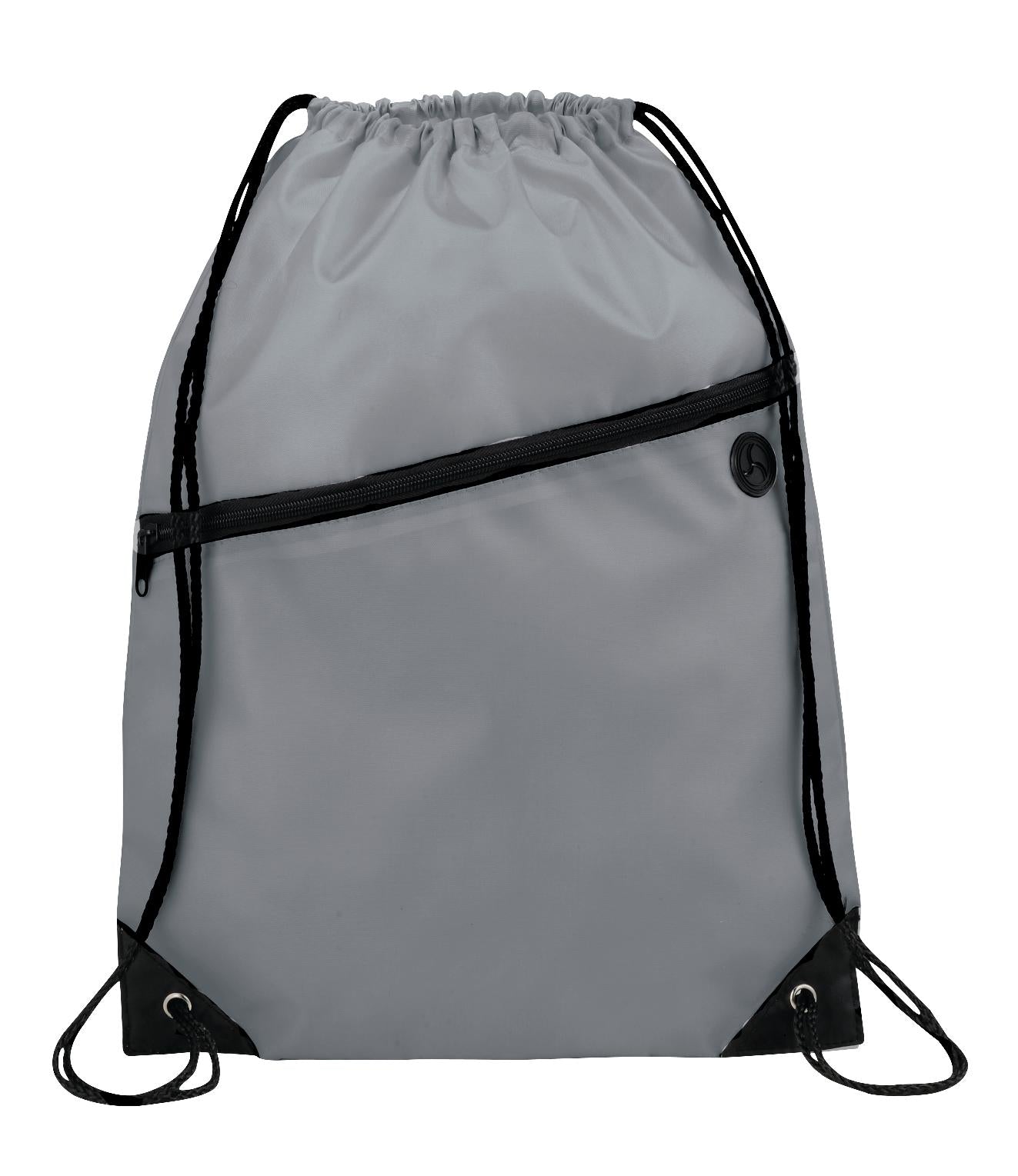 Robin Drawstring Polyester Bag with Front Zipper Pocket